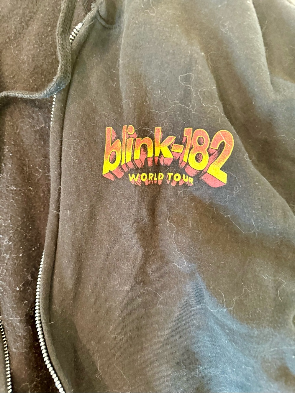 Blink-182 Black 2023-2014 World Tour Zip-Up Hoodie with Yellow/Red Logo - Picture 2 of 6